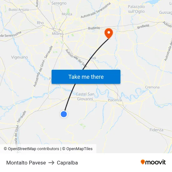 Montalto Pavese to Capralba map