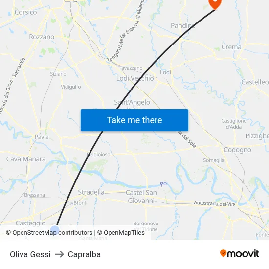 Oliva Gessi to Capralba map