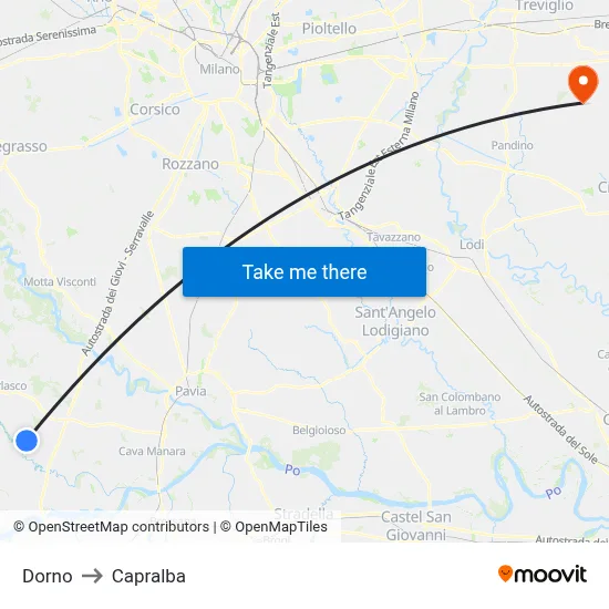 Dorno to Capralba map