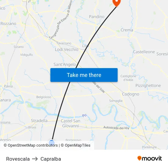 Rovescala to Capralba map