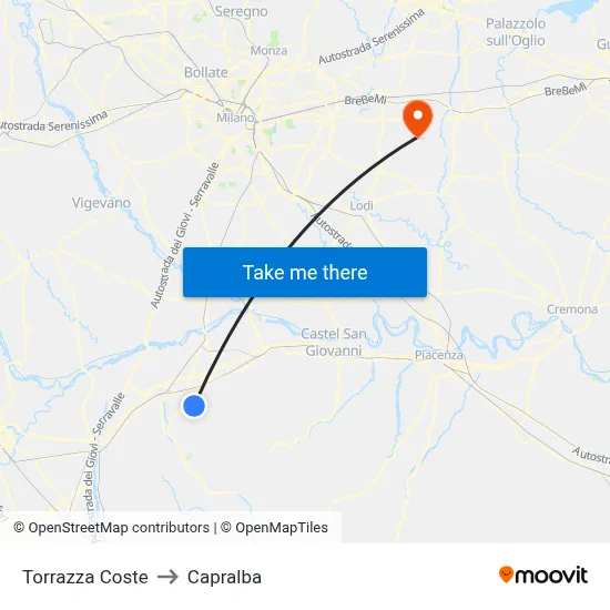 Torrazza Coste to Capralba map