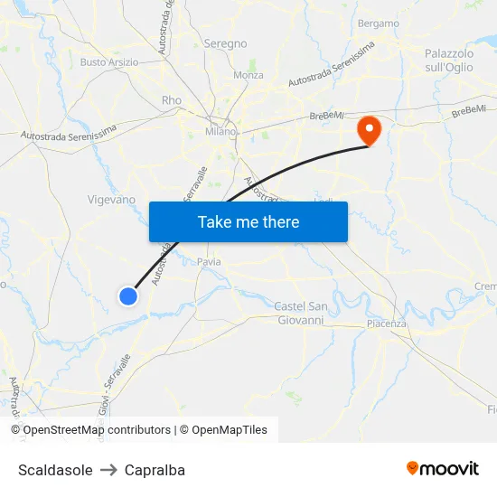 Scaldasole to Capralba map
