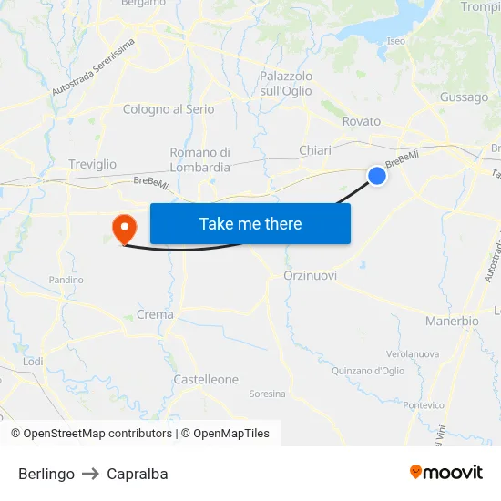 Berlingo to Capralba map
