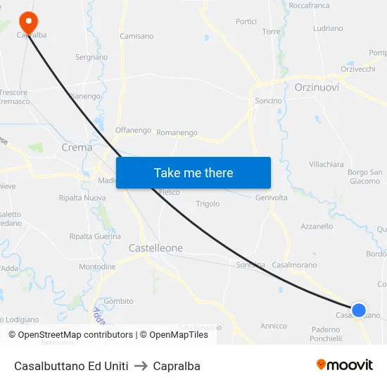 Casalbuttano Ed Uniti to Capralba map