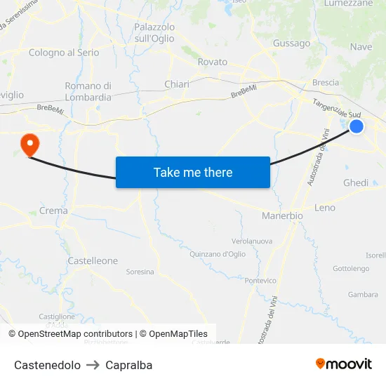 Castenedolo to Capralba map