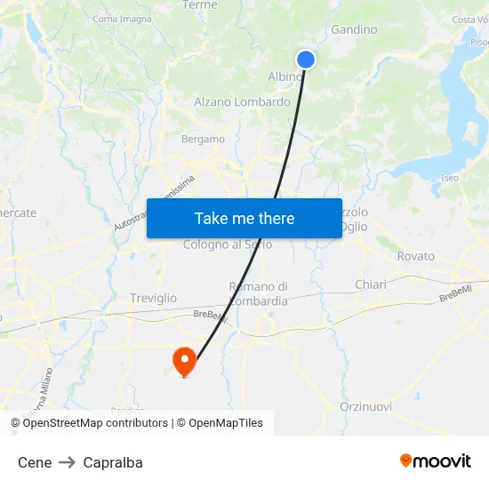 Cene to Capralba map