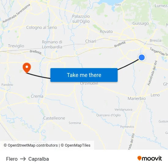 Flero to Capralba map