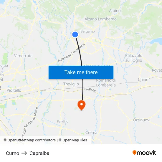 Curno to Capralba map
