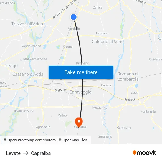 Levate to Capralba map