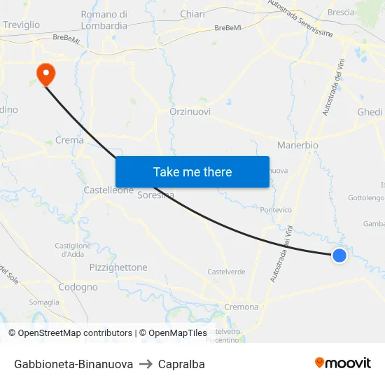Gabbioneta-Binanuova to Capralba map
