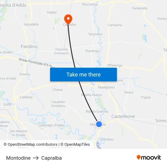 Montodine to Capralba map