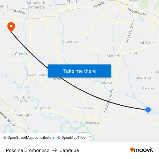 Pessina Cremonese to Capralba map