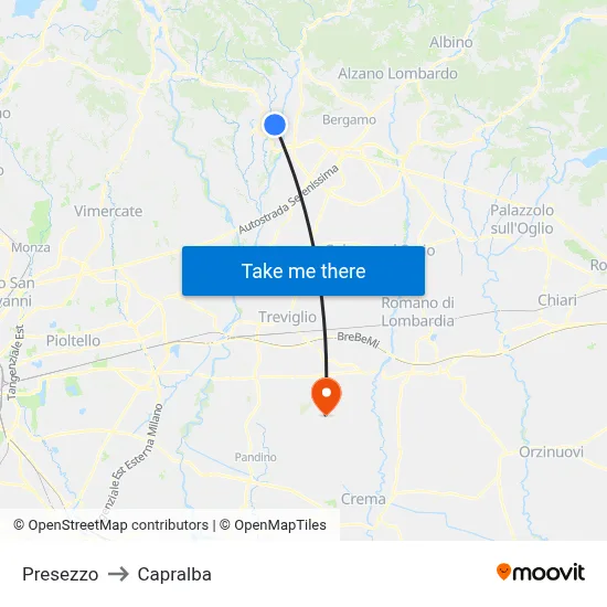 Presezzo to Capralba map