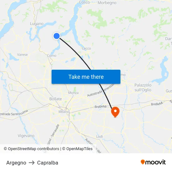 Argegno to Capralba map