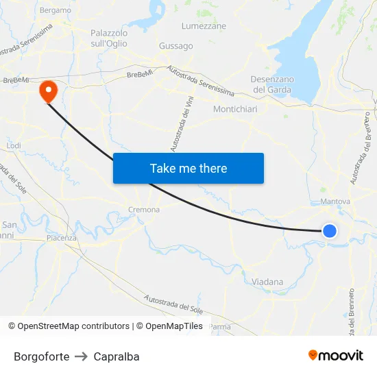Borgoforte to Capralba map