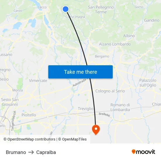 Brumano to Capralba map