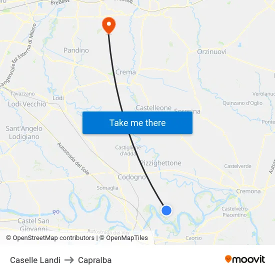 Caselle Landi to Capralba map
