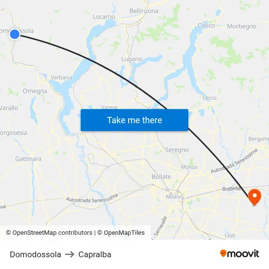 Domodossola to Capralba map