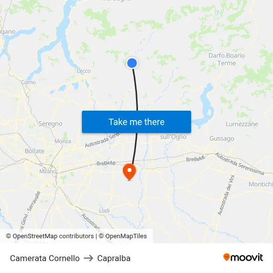 Camerata Cornello to Capralba map