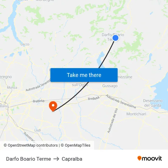 Darfo Boario Terme to Capralba map