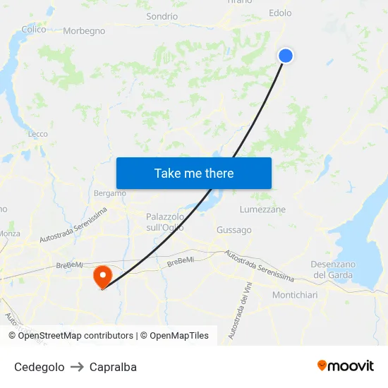 Cedegolo to Capralba map