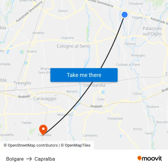 Bolgare to Capralba map
