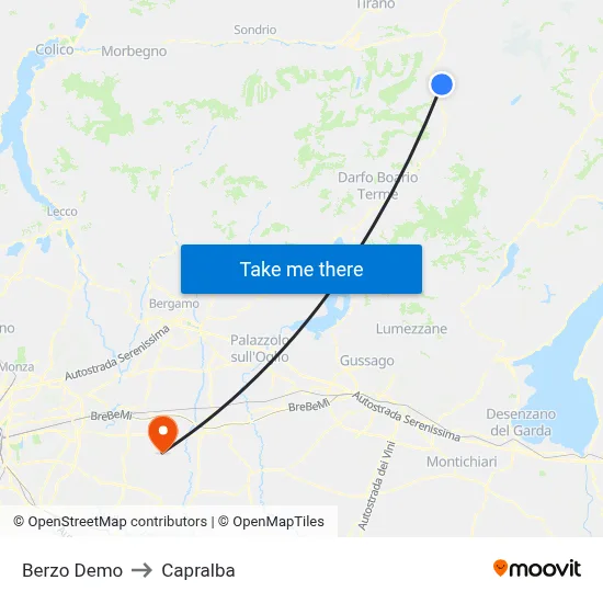 Berzo Demo to Capralba map
