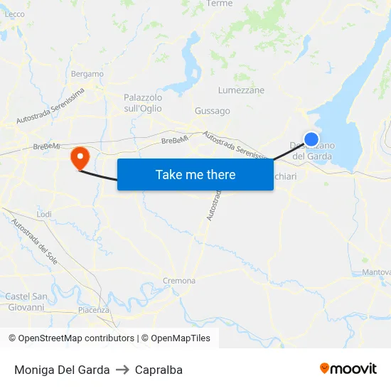 Moniga del Garda to Capralba map