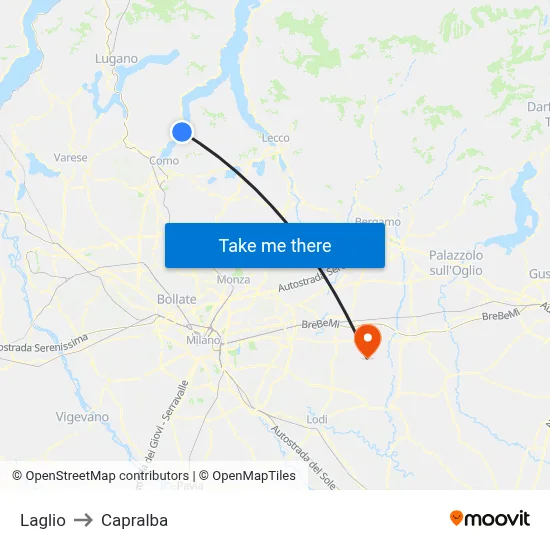 Laglio to Capralba map