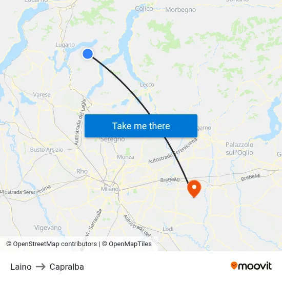 Laino to Capralba map