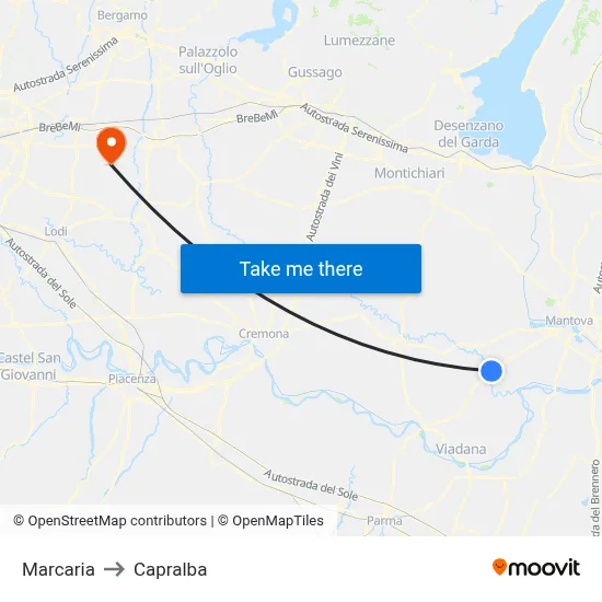 Marcaria to Capralba map