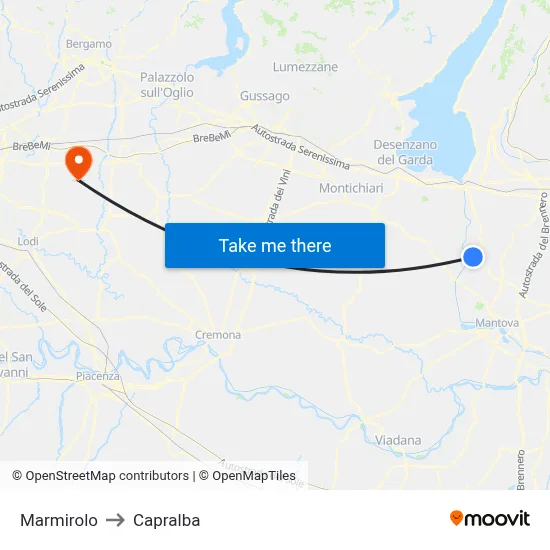 Marmirolo to Capralba map