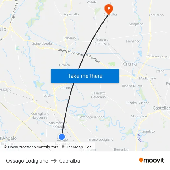 Ossago Lodigiano to Capralba map