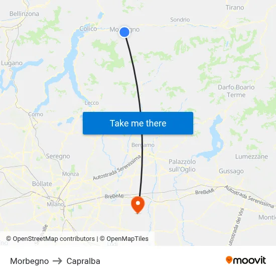 Morbegno to Capralba map