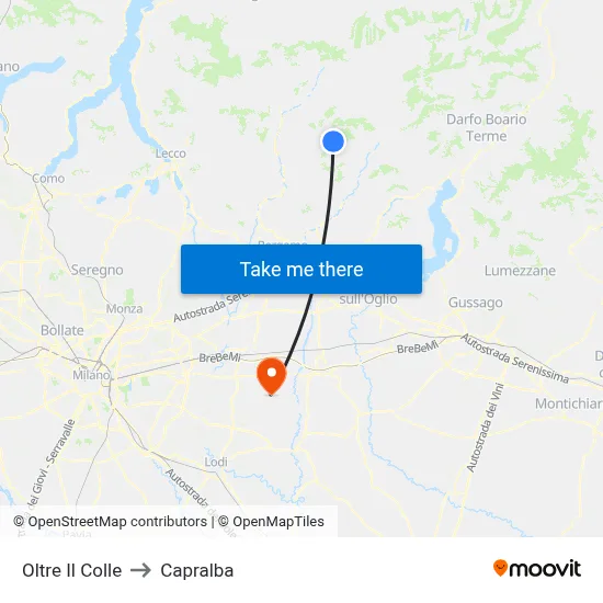 Oltre Il Colle to Capralba map