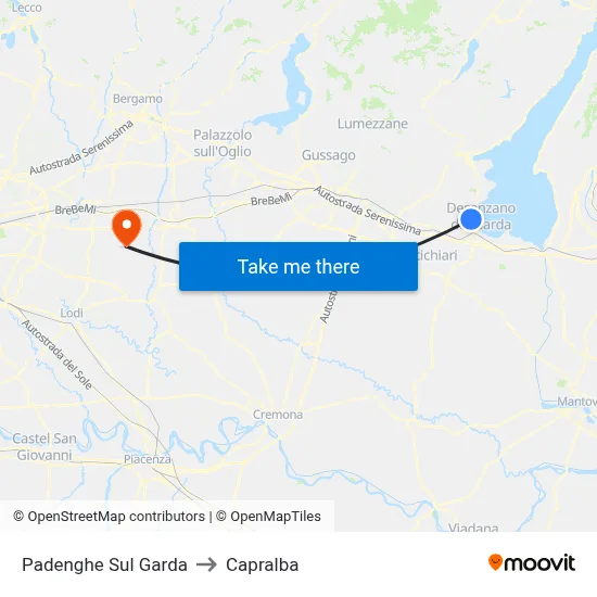 Padenghe Sul Garda to Capralba map