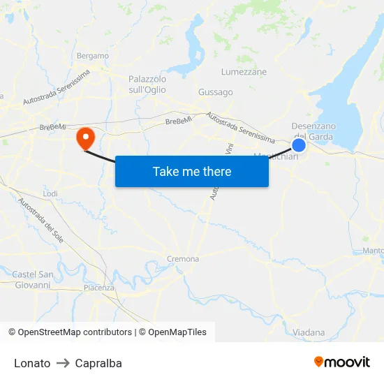 Lonato to Capralba map