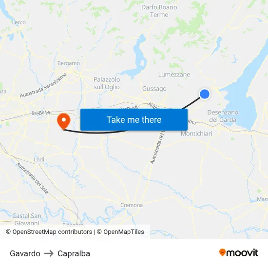 Gavardo to Capralba map