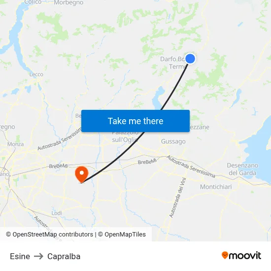 Esine to Capralba map