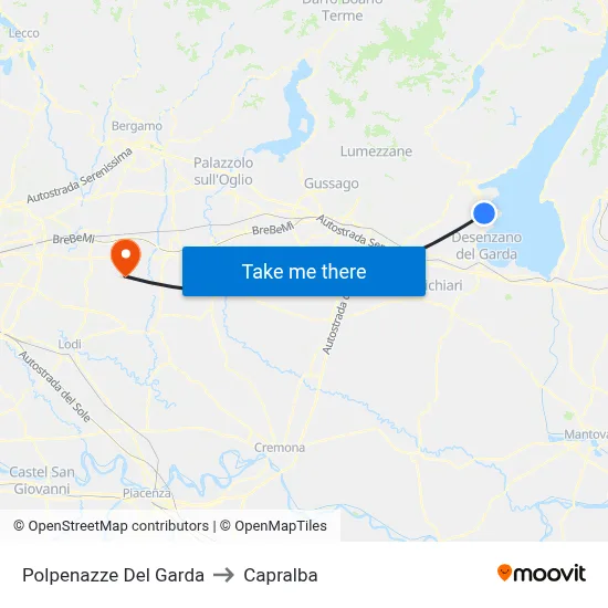 Polpenazze Del Garda to Capralba map