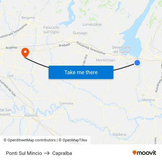 Ponti Sul Mincio to Capralba map