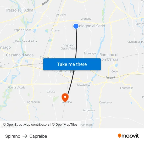 Spirano to Capralba map