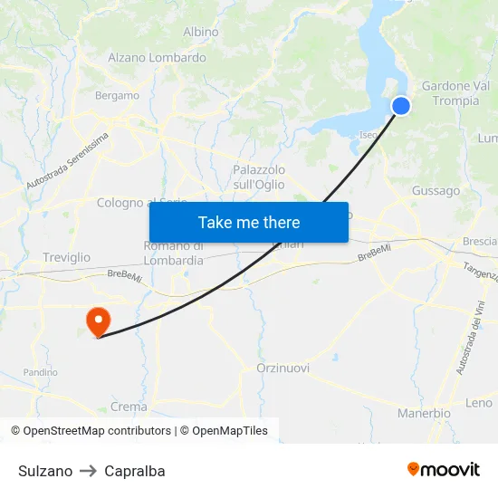 Sulzano to Capralba map