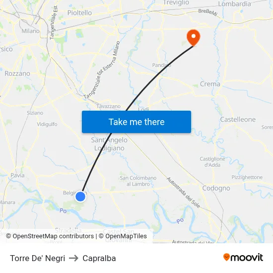 Torre De' Negri to Capralba map
