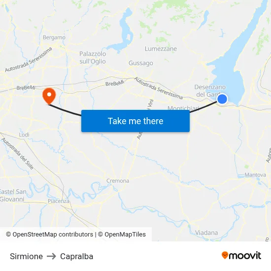 Sirmione to Capralba map