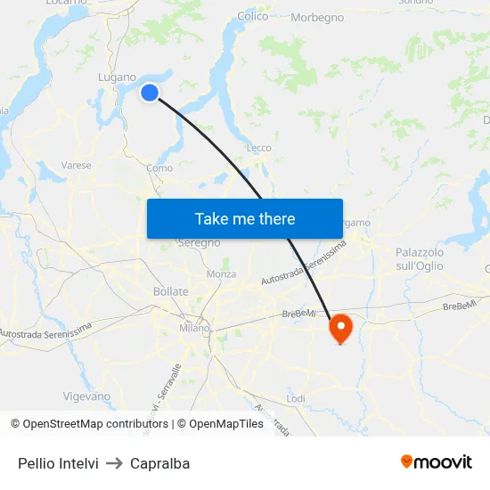 Pellio Intelvi to Capralba map