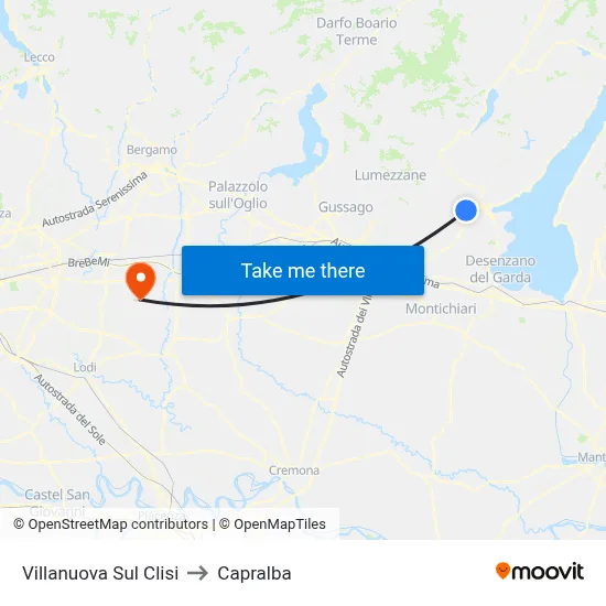 Villanuova Sul Clisi to Capralba map