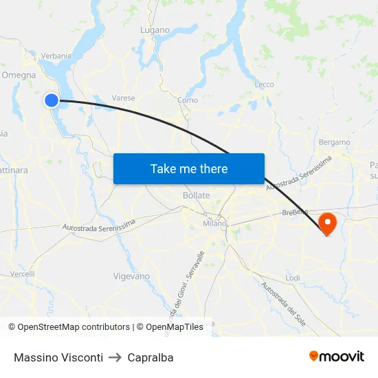 Massino Visconti to Capralba map
