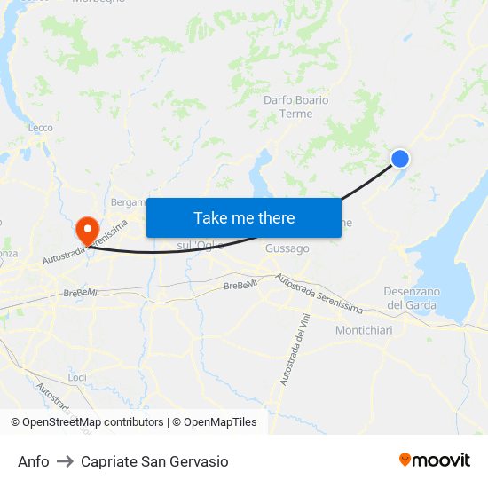 Anfo to Capriate San Gervasio map