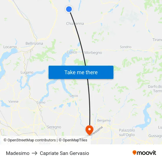 Madesimo to Capriate San Gervasio map